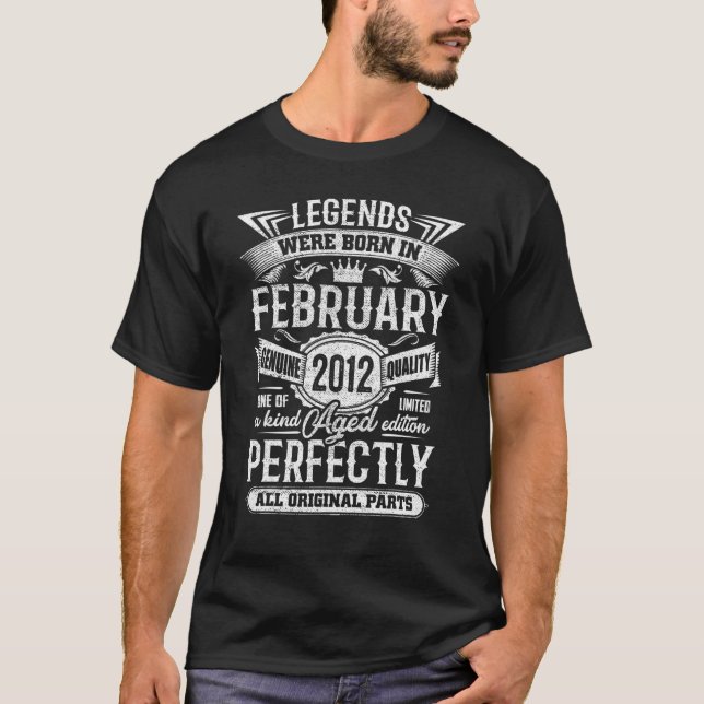 Legends Born in February 2012 11th Birthday  11 Ye T-Shirt (Front)