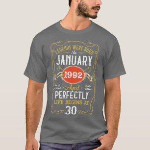 Legends Born In January 1992 30th Birthday 30 Year T-Shirt
