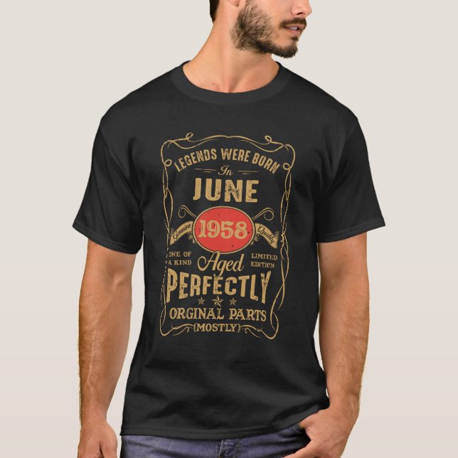 Legends Born In June 1958 65 Years Old 65th Birthd T-Shirt (Front)