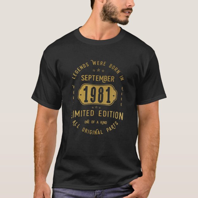 Legends Born In September 1981 40Th Birthday 40 Ye T-Shirt (Front)