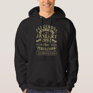Legends January 1992  31 Year Old 31st Birthday Hoodie