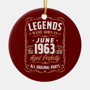 Legends June 1963 Gift 59 Year Old 59th Birthday Ceramic Tree Decoration