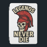 Legends Never Die  iPad Mini Cover<br><div class="desc">Spartan skull artwork with “Legends Never Die” message,  symbolising eternal strength and bravery.</div>