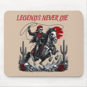 LEGENDS NEVER DIE – Skeleton Cowboy Riding Horse Mouse Mat