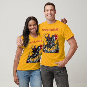 LEGENDS NEVER DIE – Skeleton Cowboy Riding Horse T-Shirt