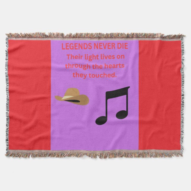LEGENDS NEVER DIE THROW BLANKET (Front)