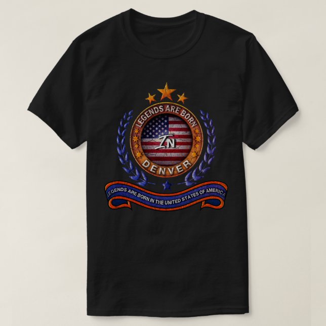 Legends of Denver Colorado Retro USA Flag T-Shirt (Design Front)