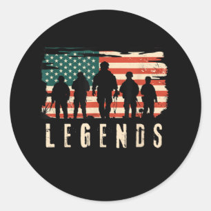 Legends Veteran - Patriotic American Flag USA 4th  Classic Round Sticker