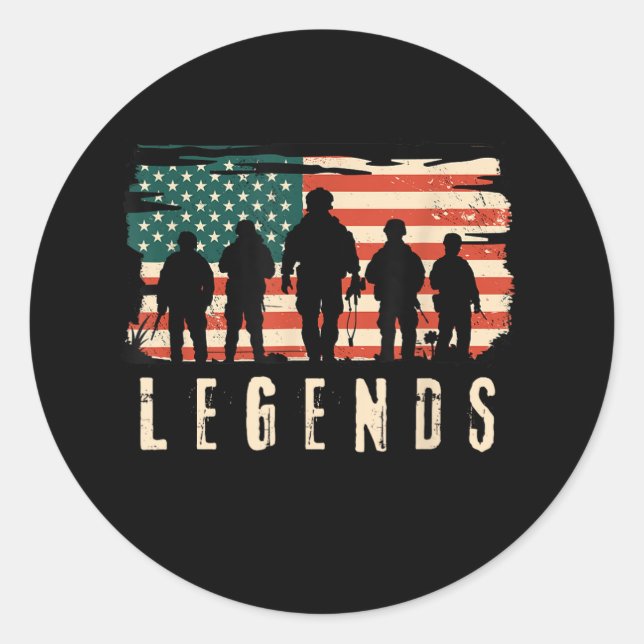 Legends Veteran - Patriotic American Flag USA 4th  Classic Round Sticker (Front)