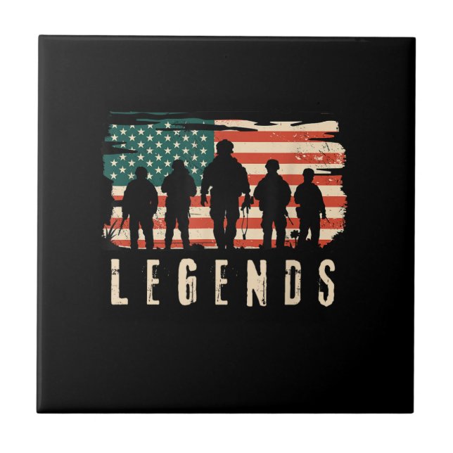 Legends Veteran - Patriotic American Flag USA 4th  Tile (Front)