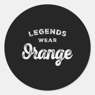 Legends Wear Orange Team Spirit Game Gear Colour W Classic Round Sticker