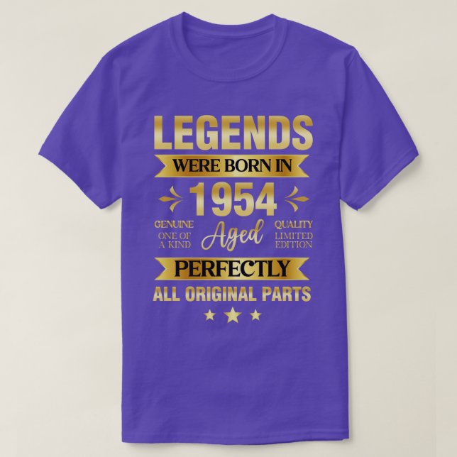 Legends Were Born In 1954 Birthday T-Shirt (Design Front)