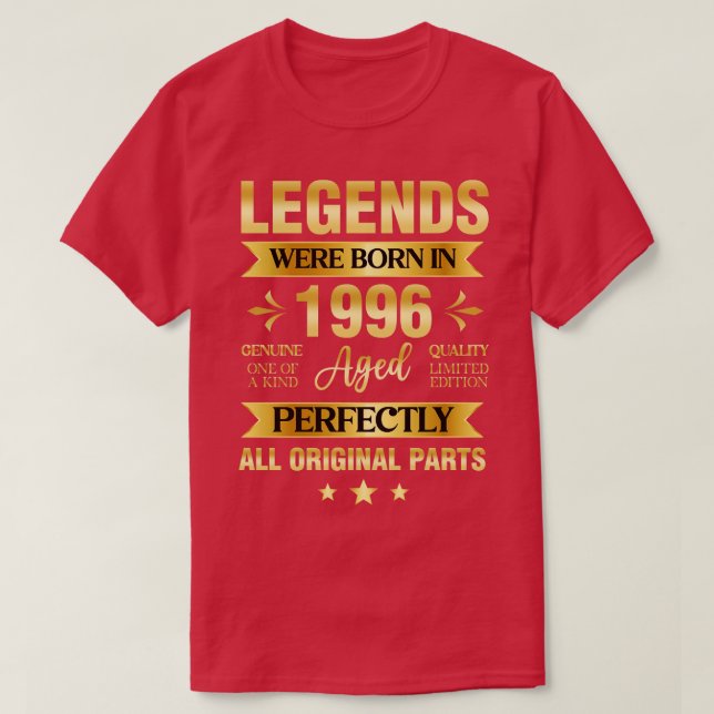 Legends Were Born In 1996 Birthday T-Shirt (Design Front)