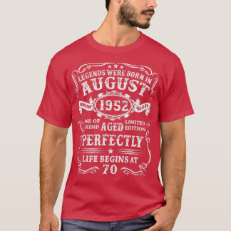 Legends Were Born In August 1952 70th Birthday Gif T-Shirt