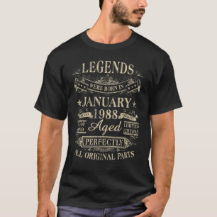 Legends Were Born In January 1988 35th Birthday T-Shirt