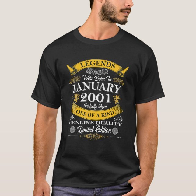 Legends Were Born In January 2001 21St Birthday Gi T-Shirt (Front)