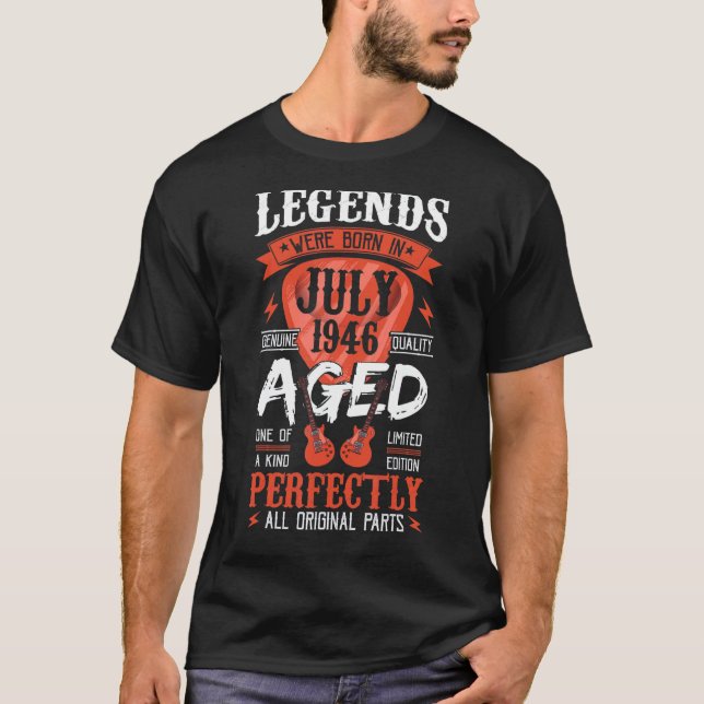 Legends Were Born In July 1946  Guitar Pick Guitar T-Shirt (Front)
