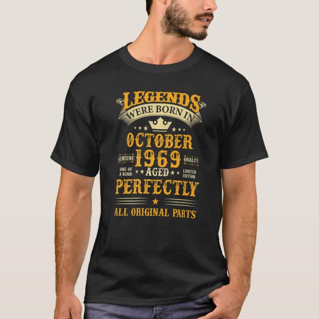 Legends Were Born In October 1969 53 Years Old 53r T-Shirt (Front)