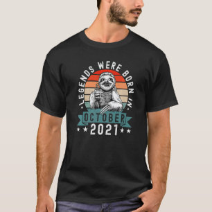 Legends Were Born In October 2021 Sloth Birthday T-Shirt