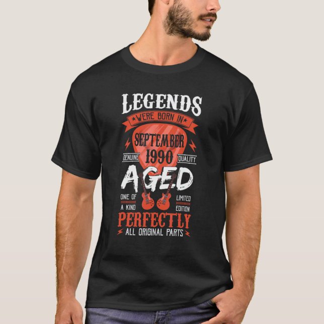 Legends Were Born In September 1990  Guitar Pick G T-Shirt (Front)