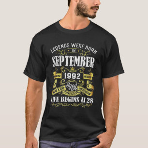 Legends Were Born In September 1992 28Th Birthday T-Shirt