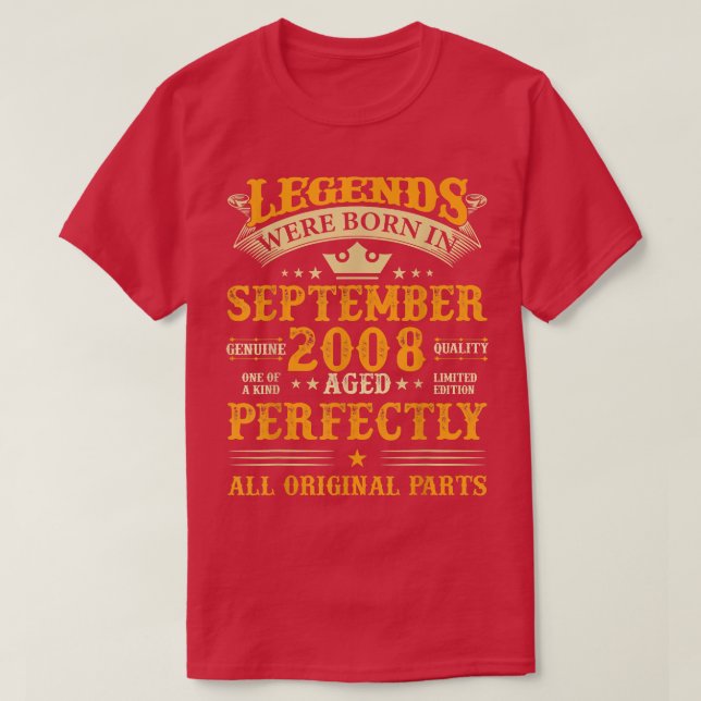 Legends Were Born in September 2008 14 Yrs Old 14t T-Shirt (Design Front)