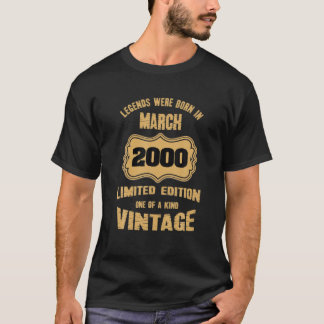 Legends Were Born March 2000 21Th Birthday Gift T-Shirt