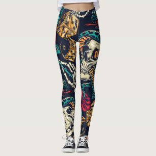Legging Vintage Skull Tattoo