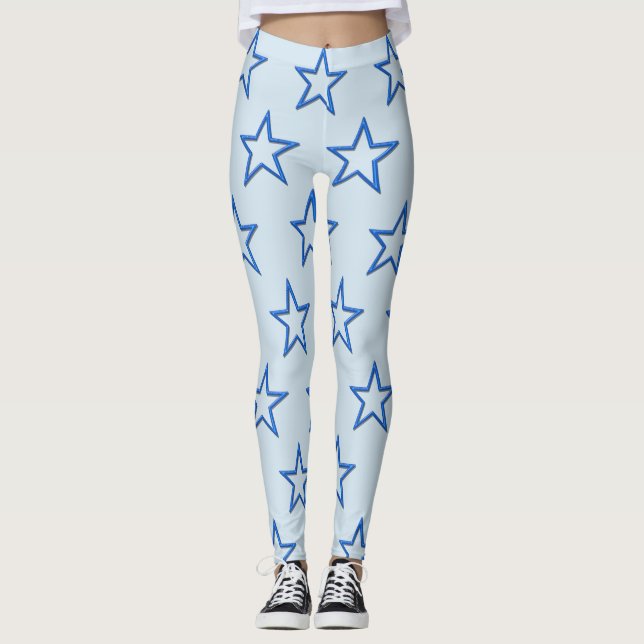 Leggings - 3-D Blue Stars (Front)