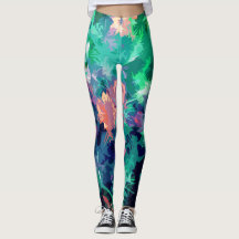 Leggings Abstract Garden Flower Design