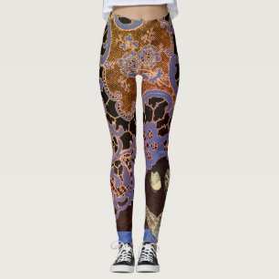 LEGGINGS ANTIQUE LACE PATTERN WITH BUTTERFLIES
