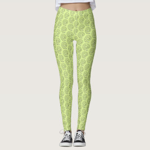 Leggings - Beaded Spirals on Light Green