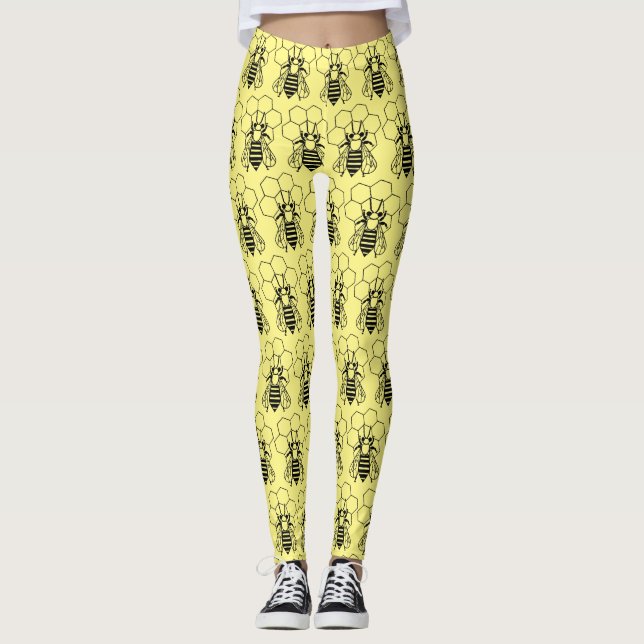 Leggings - Bees on Honeycomb (Front)