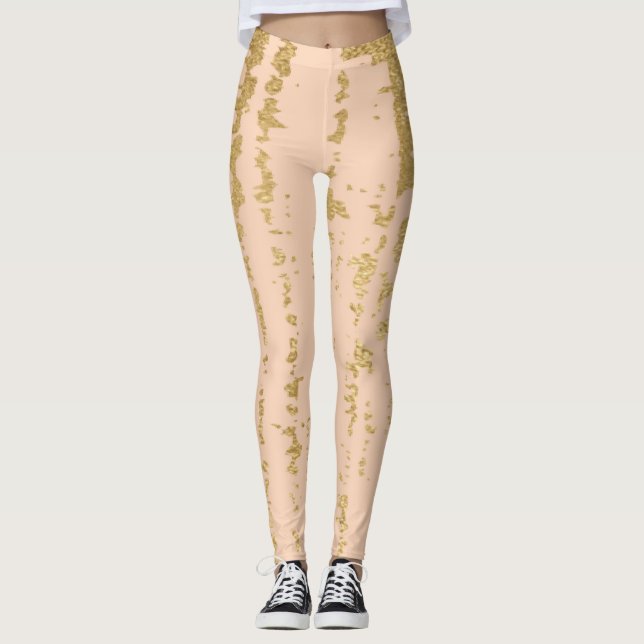 Leggings Blush/Gold Ink Design (Front)
