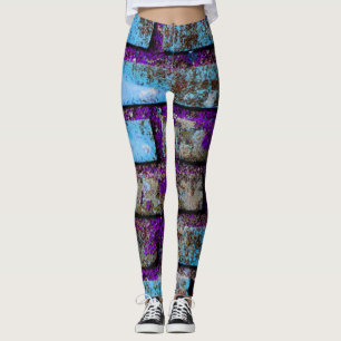 Leggings Bricks Blue Purple Grey