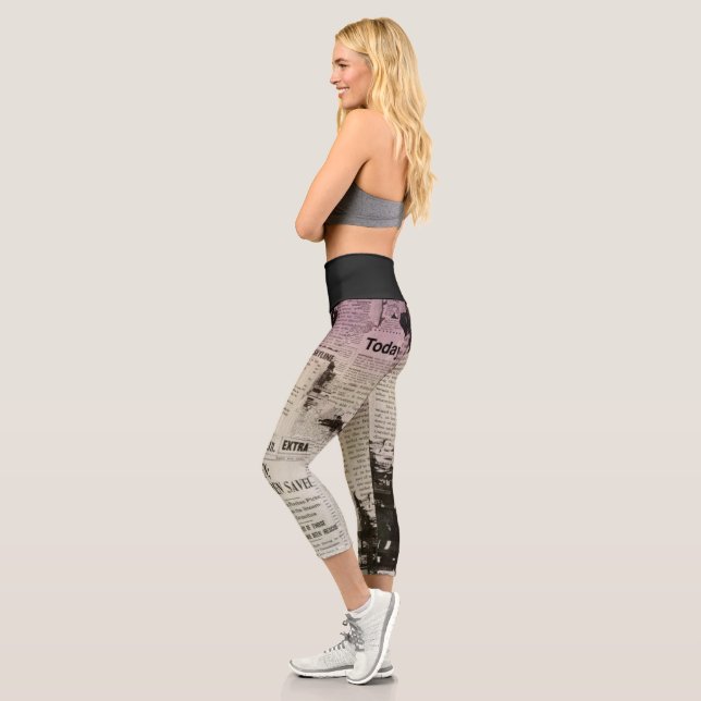 Leggings Capri High Waisted newspaper (Left)