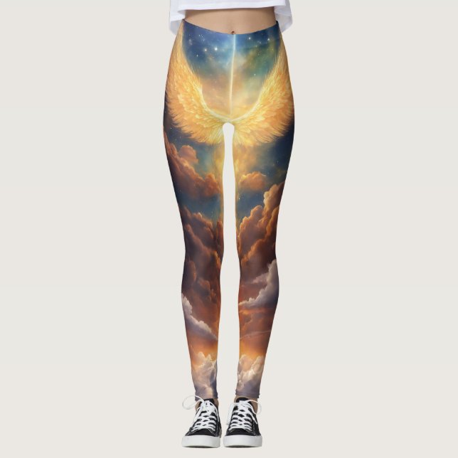 "Leggings Celestiales: Seres de Luz y Nubes" Leggings (Front)