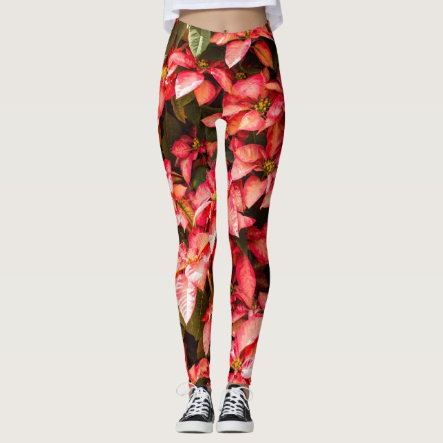 Leggings Christmas flower Poinsettia (Front)