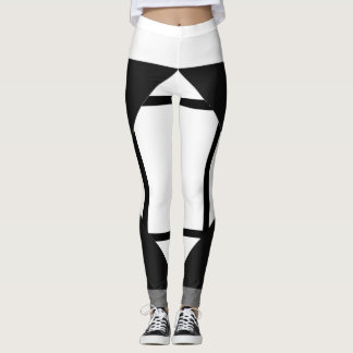 Leggings Composition I Lozenges with 4 lines Black