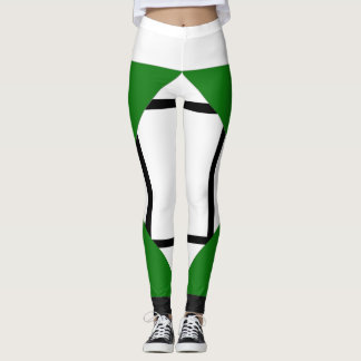 Leggings Composition I Lozenges with 4 lines Green