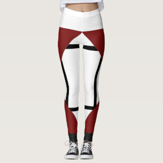 Leggings Composition I Lozenges with 4 lines Red B