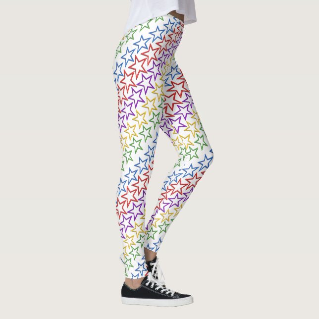 Leggings - Diagonal Bands of Coloured Stars (Right)