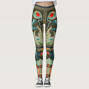 Leggings ethnic japanese traditional vintage birds