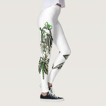 Leggings Exclusive design. Green butterfly girl.