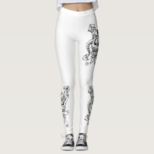 Leggings Exclusive design.Sculls black and white.