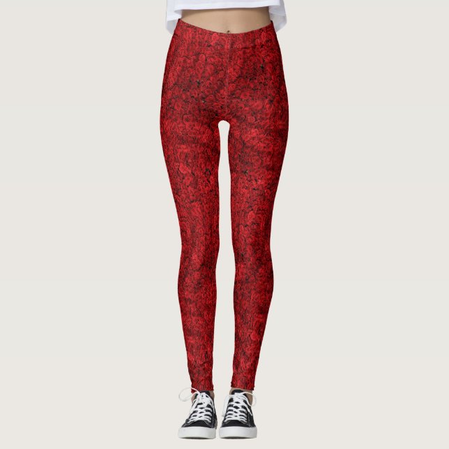 LEGGINGS FILLED WITH RED ROSES (Front)