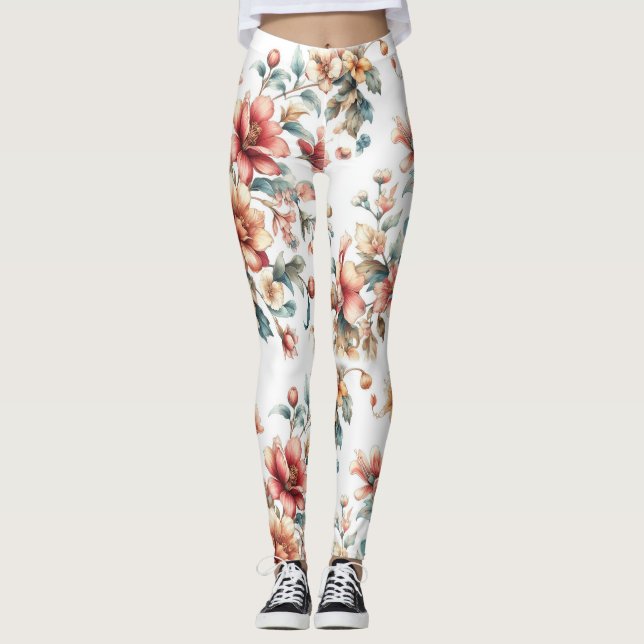 Leggings Florales Acuarela: Estilo que Florece (Front)