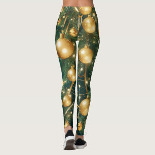 Leggings Green Baubles Gold Christmas Decoration 
