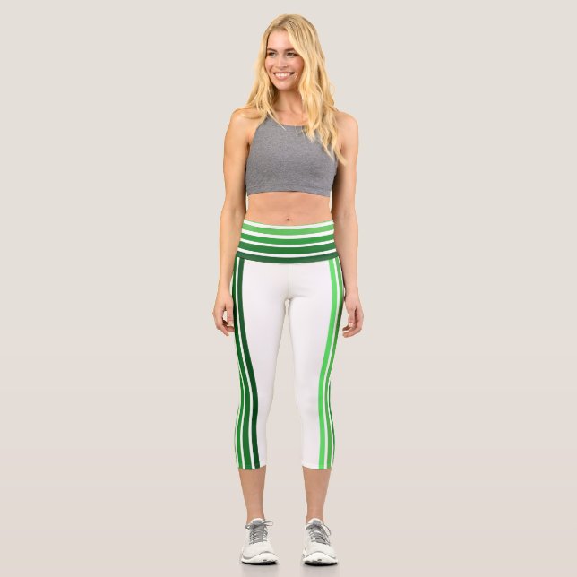 Leggings - Green Ombre Stripes (Front)