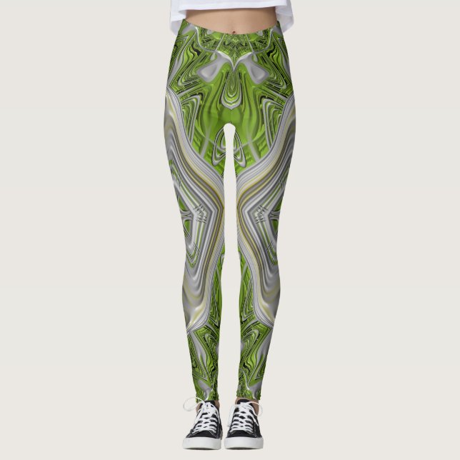 Leggings ~green silver Christmas (Front)